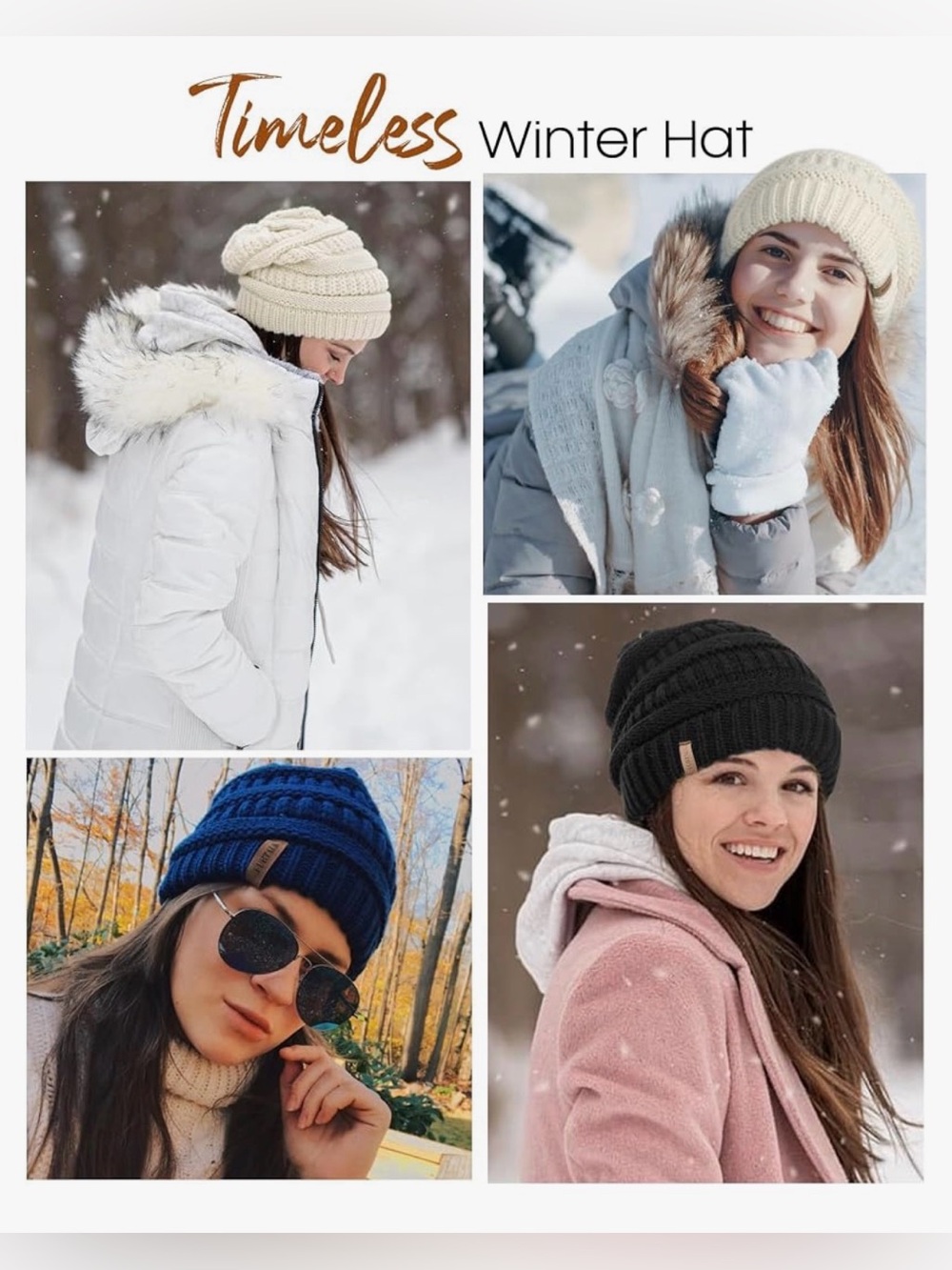 NWOT Cozy Cable Knit soft fleece lined Slouch Beanie -